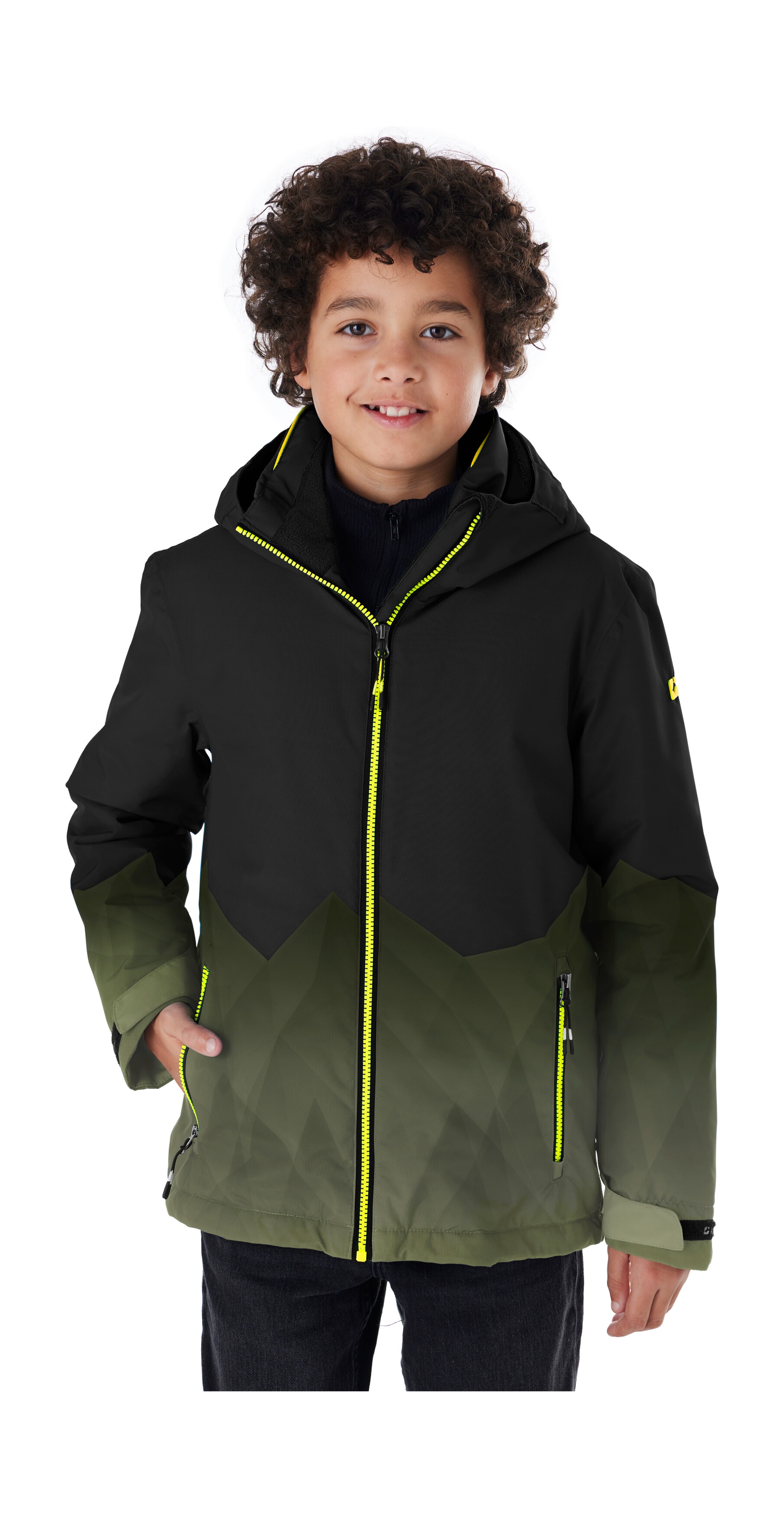 Skijacke KILLTEC "KSW 383 BYS SKI JCKT", Kinder, Gr. 164, schwarz, Oberstoff: 100% Polyester, Futter: 100% Polyester, Füllung: 100% Polyester, Sportlich, Jacken, Wasser- und winddichte Skijacke mit verstellbarer Kapuze Image