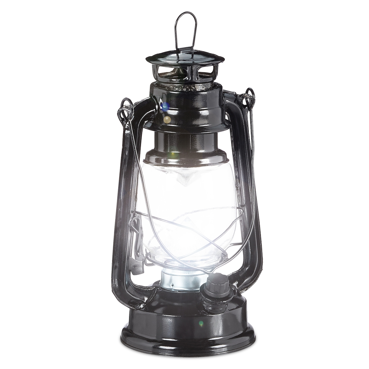 Relaxdays Sturmlaterne LED, retro Sturmlampe als Fensterdeko oder elektrische Gartenlaterne, batteriebetrieben, schwarz Image