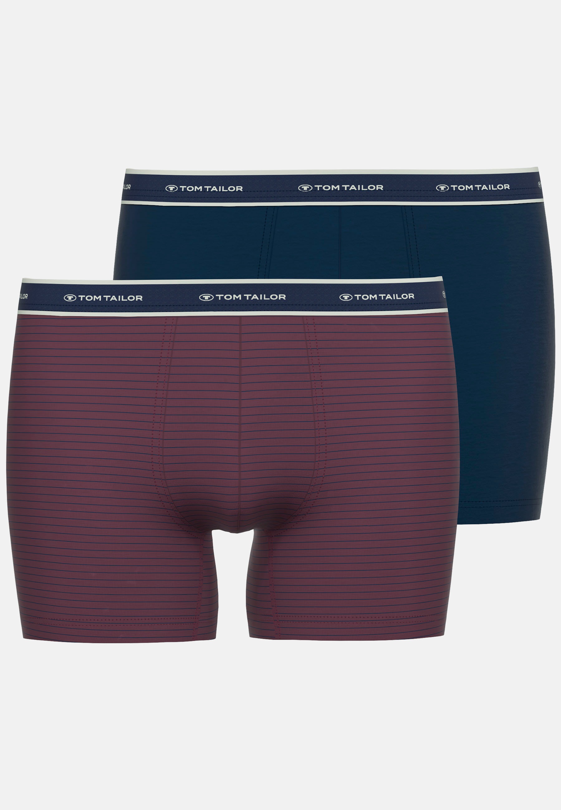 Lange Unterhose TOM TAILOR "Kentucky", Herren, Gr. 4S, rot (rot, dunkel, ringel), Obermaterial: 95% Baumwolle, 5% Elasthan, eng, Unterhosen Lange Unterhose, Logobund, basic, gestreift, eng, bequem, weich, Baumwollmix