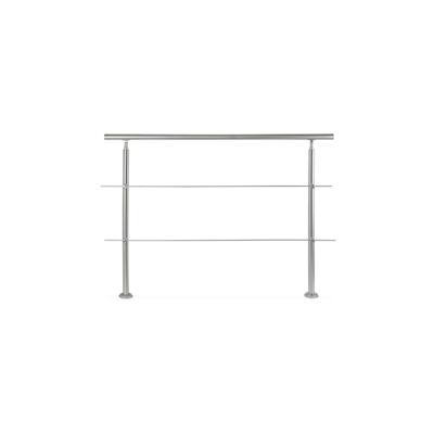 Relaxdays Treppengeländer Edelstahl Set, für Innen und Außen, Handlauf, 1,5 m lang, 2 Pfosten, 2 Querstreben, silber Image