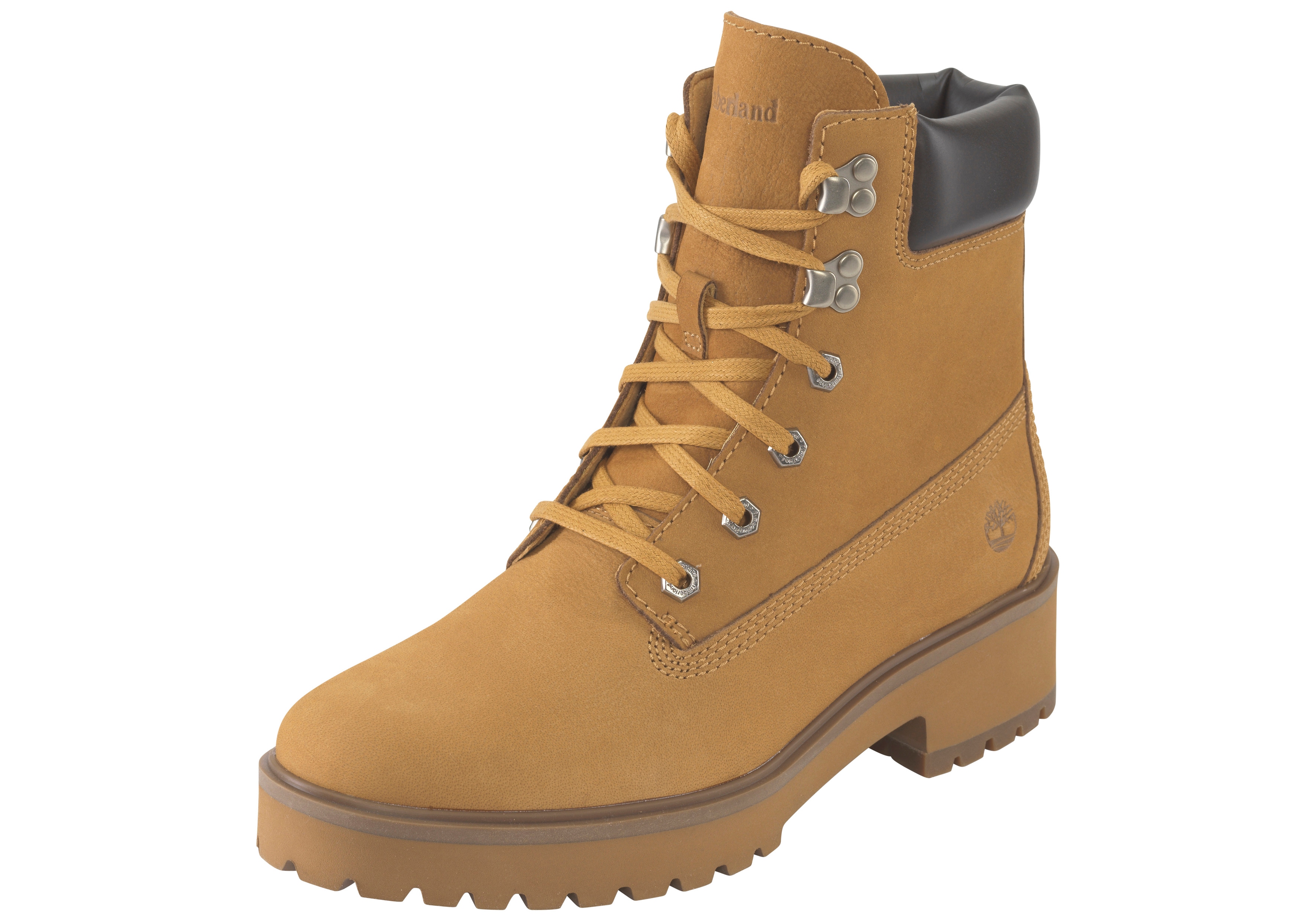 Schnürboots TIMBERLAND "CARNABY COOL MID LACE UP BOOT", Damen, Gr. 37,5, wheat, Leder, Schuhe Schnürboots, Winterstiefel, Schnürstiefel, Winterschuhe