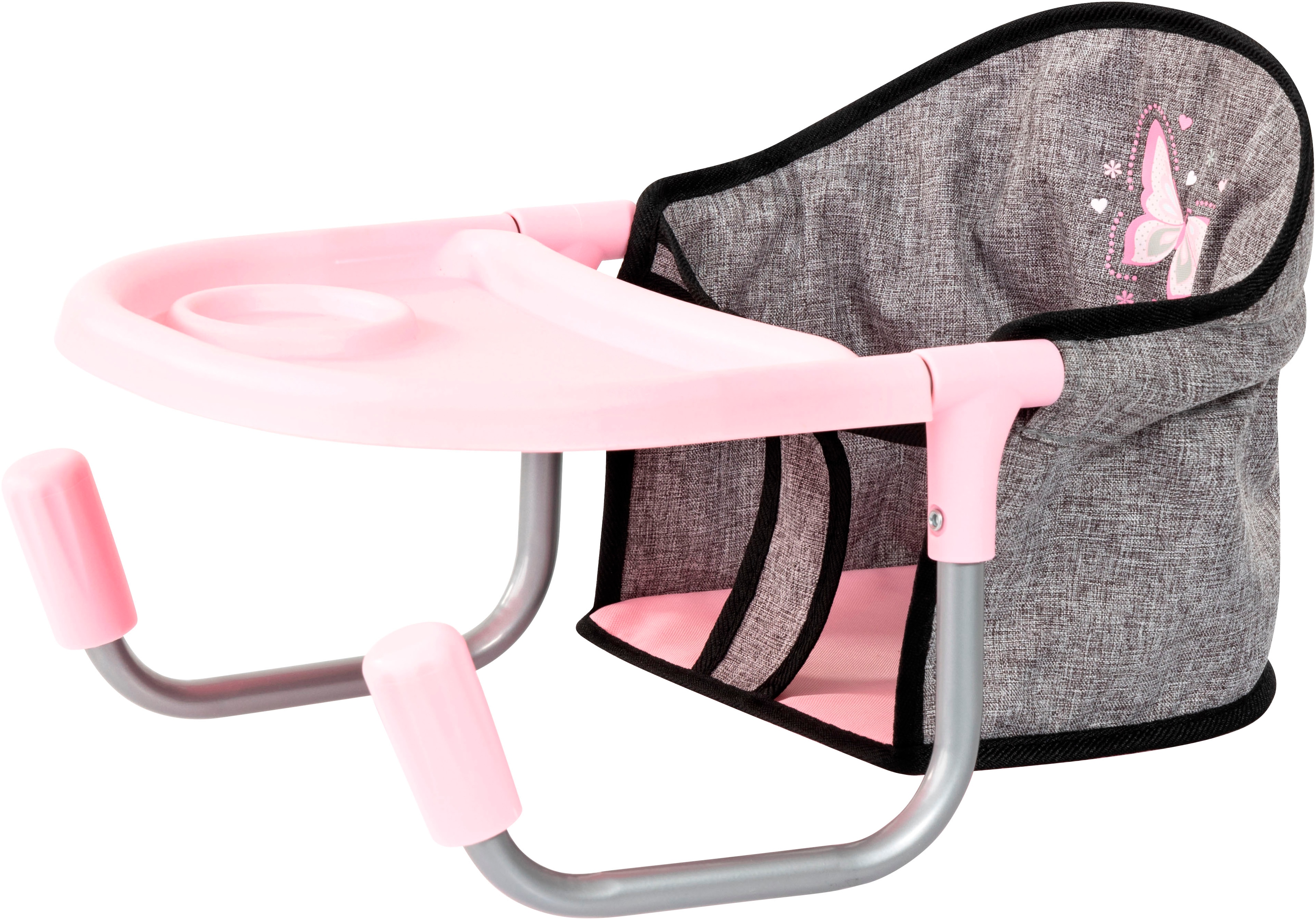 Puppenmöbel BAYER "Puppentischsitz", schmetterling grau, rosa, Puppenmöbel, KinderB:23,5cm H:24,5cm T:39cm, Kunststoff, Metall, Polyester, B:23,5cm H:24,5cm T:39cm