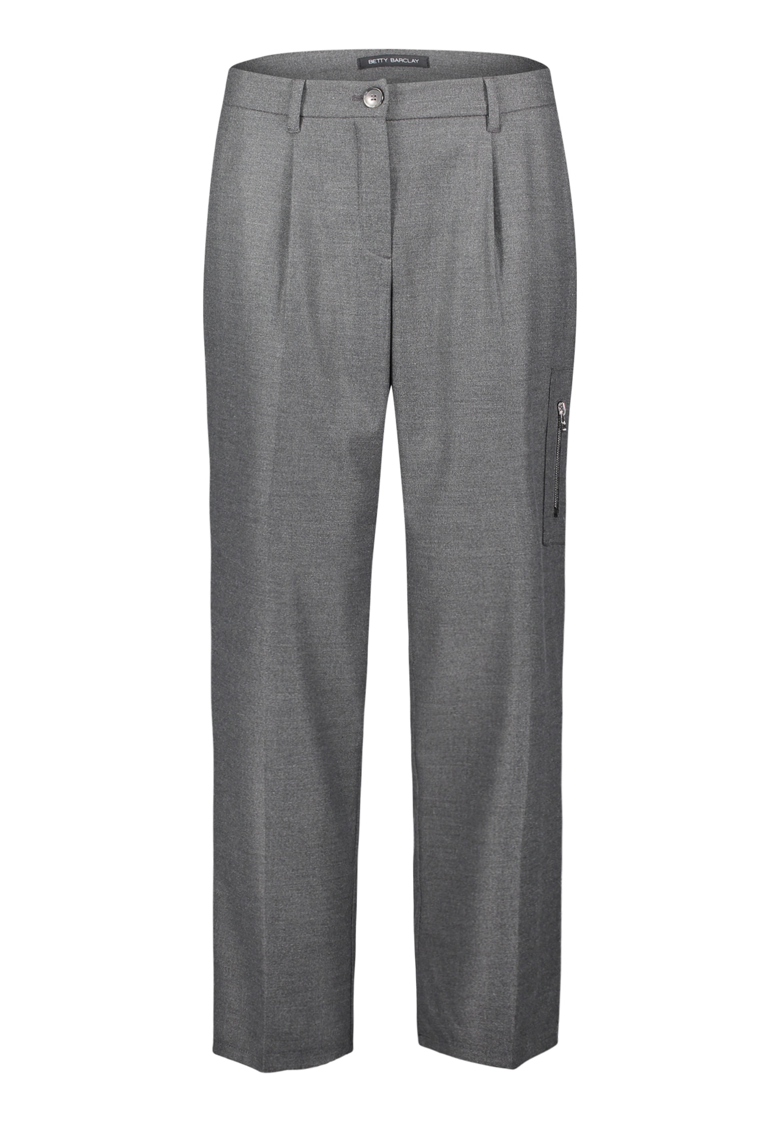 Stoffhose BETTY BARCLAY "Damen Casual-Hose mit Bügelfalte", Damen, Gr. 48, Normalgrößen, grau (mausgrau), Obermaterial: 63% Polyester, 35% Viskose, 2% Elasthan., Basic, relaxed fit 7/8-Länge, Hosen