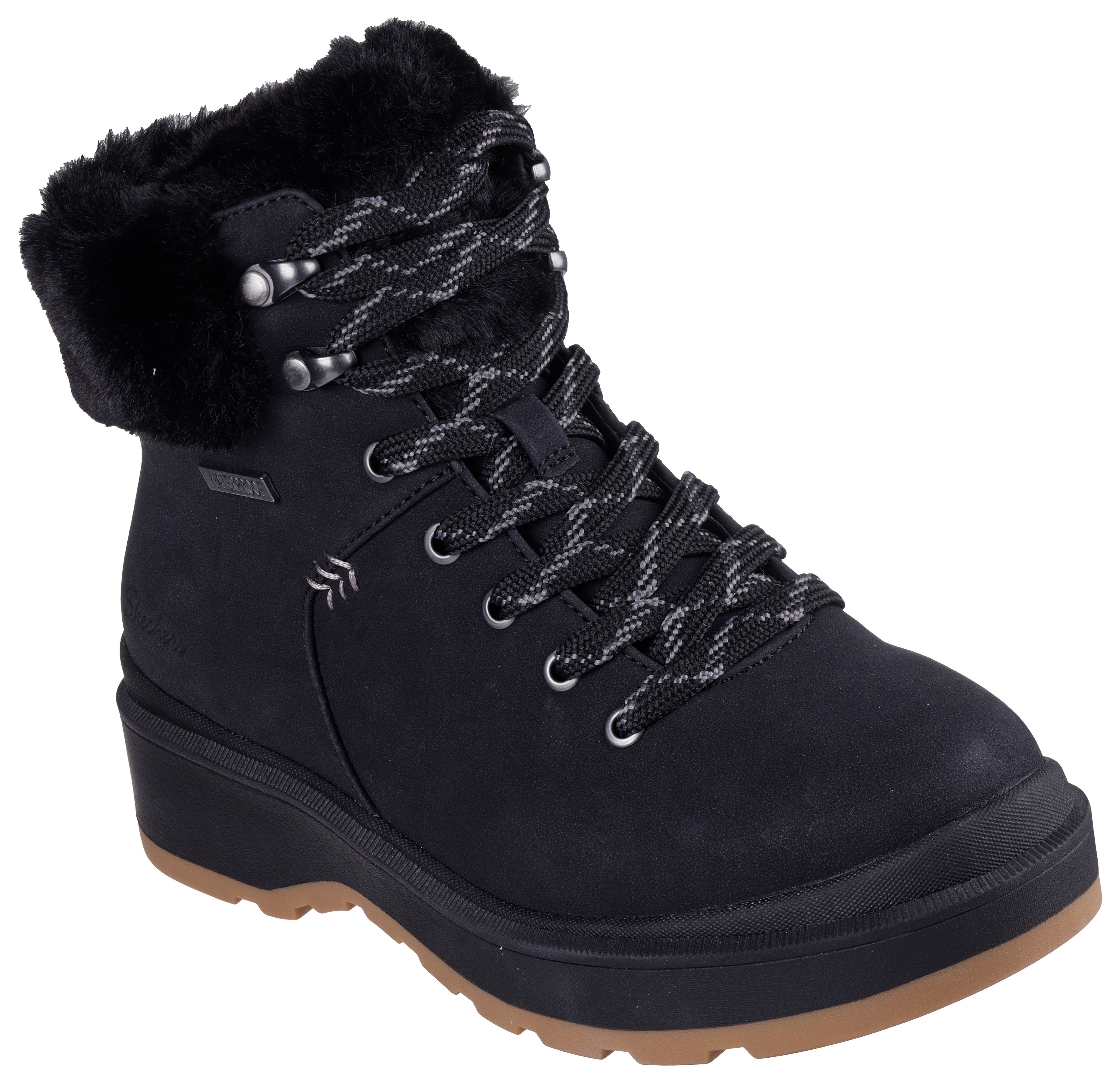 Winterboots SKECHERS "PARK CITY", Damen, Gr. 37, schwarz, Lederimitat, Casual, Schuhe, Snowboots, Schnürstiefel mit rutschhemmender Laufsohle