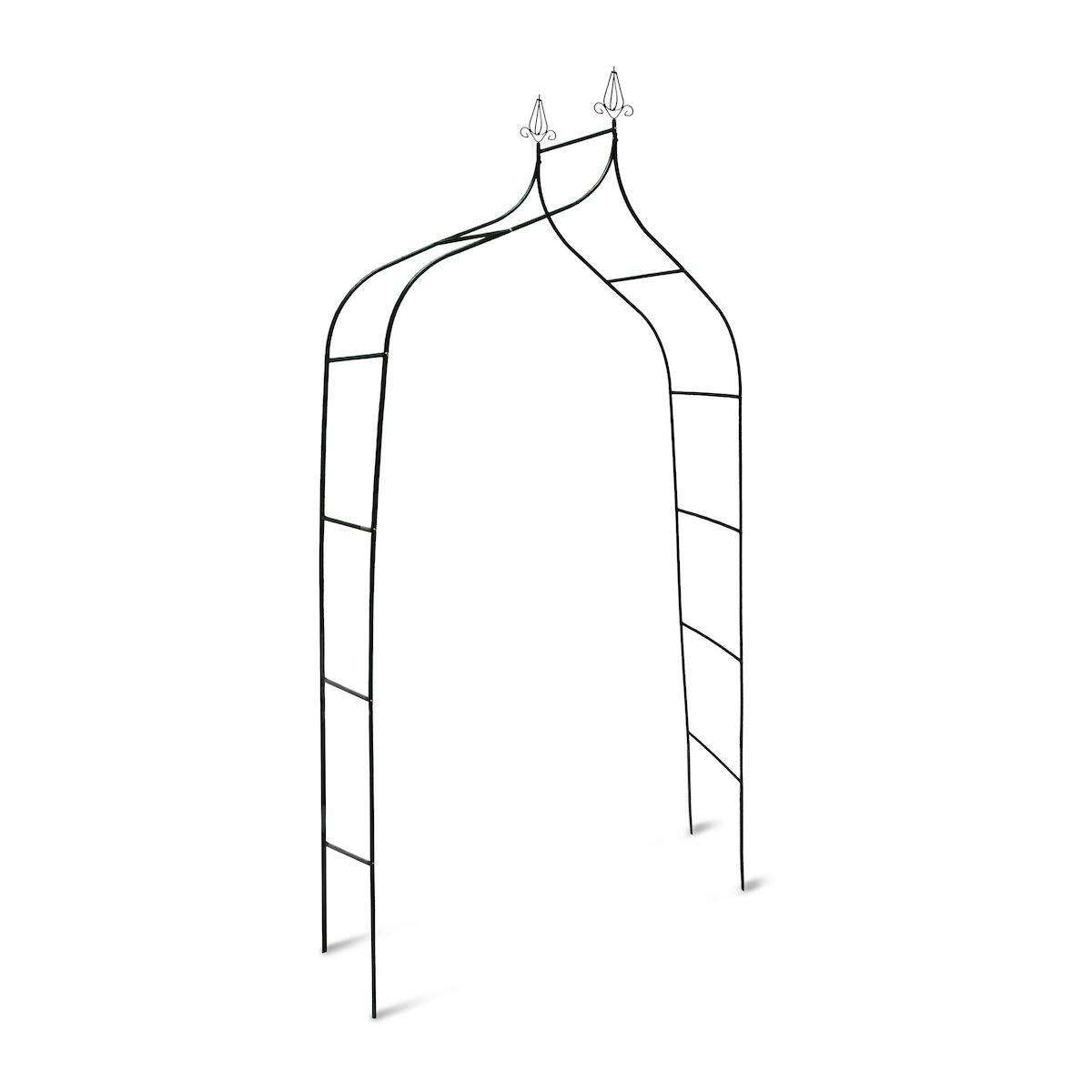 Relaxdays Rosenbogen Metall, wetterfest, romantischer Rankenbogen, Deko-Spitzen, HxBxT 255 x 140 x 38 cm, dunkelgrün Image