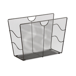 Relaxdays Zeitungsständer Mesh, Zeitschriftensammler Metall, Zeitungshalter stehend, HxBxT: 27 x 39 x 17 cm, schwarz Image