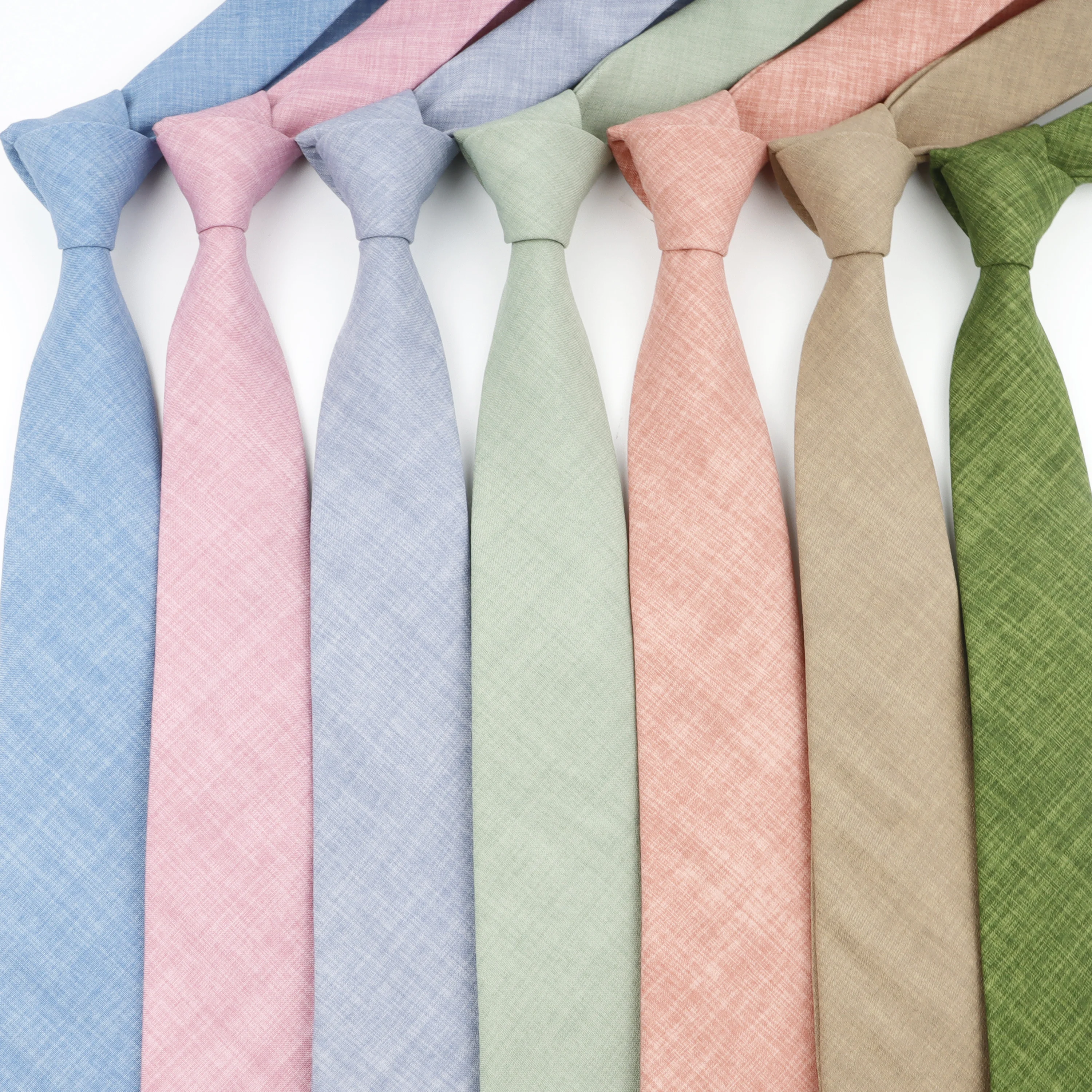 Weiche Baumwolle Einfarbig Handgemachte Männer Krawatten Salbei Grün Rosa Orange Dünne Krawatte Für Hochzeit Party Hemd Anzug Krawatte Zubehör Image