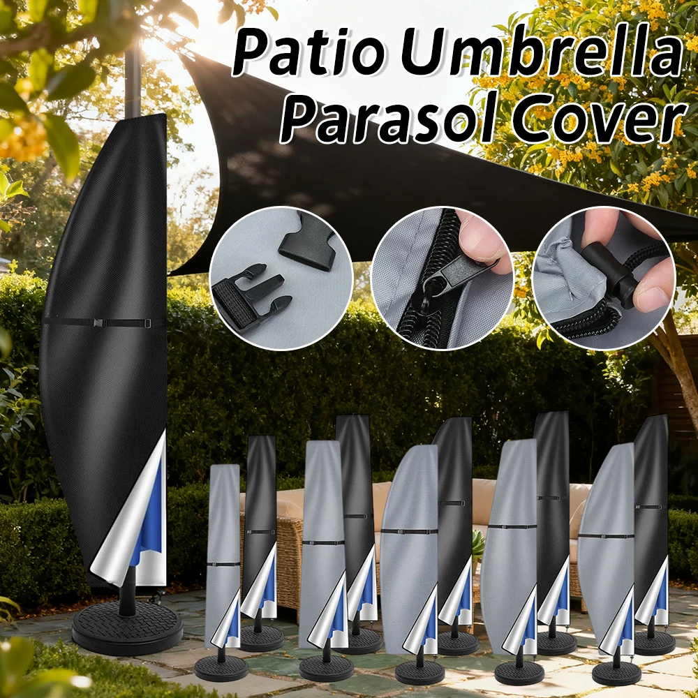 Anti-UV-Schutzhülle für den Außenbereich mit Reißverschluss, freitragend, wasserdicht, Terrassenschirm-Abdeckung, Sonnenschirm-Regenschutz für Outdoor-Regenschirme Image