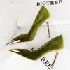 BIGTREE Schuhe Luxus Damen Pumps Metall Spitze High Heels Mode Stilettos Bankett Schuhe Damen Pumps Sexy Party Schuhe Wildleder