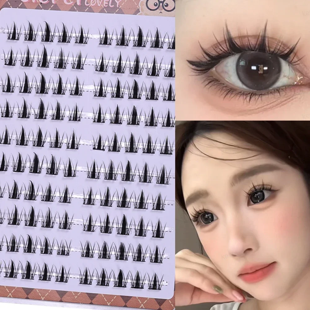 Selbstklebende Cluster-Wimpern zum Selbermachen, 10 Reihen/Karton, kleberfreie, abgeschnittene Wimpern im Manga-Stil, natürlicher Look Image