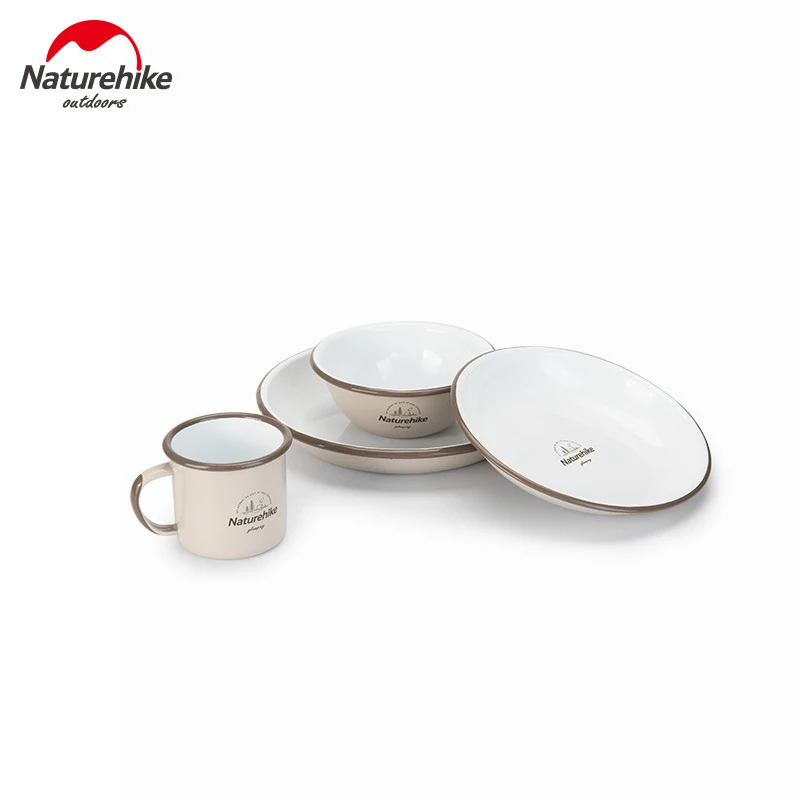 Naturehike Picknick Emaille Geschirr Outdoor Camping Teller Tasse Schalen Leichte Camping Ausrüstung Tour Langlebig Leicht Zu Reinigen Image