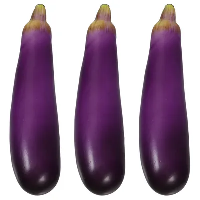 3pcs Artificial Eggplants Realistic Simulation Vegetable Decor Faux Food Plastic Fruits Desk Ornaments Home Office Garden