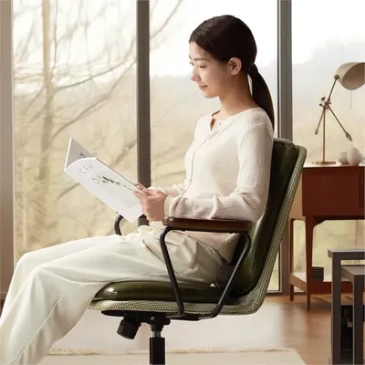 Richome Leather Chairs Home Computer Chairs Comfortable Sedentary Office Chairs Study Desks Stools Adjustable Swivel Chairs
