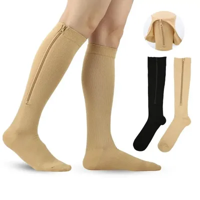 1 Pair Zipper Compression Socks Women Men Pain Relief Stretchy Stockings Compression Sports Socks Support Yoga Socks