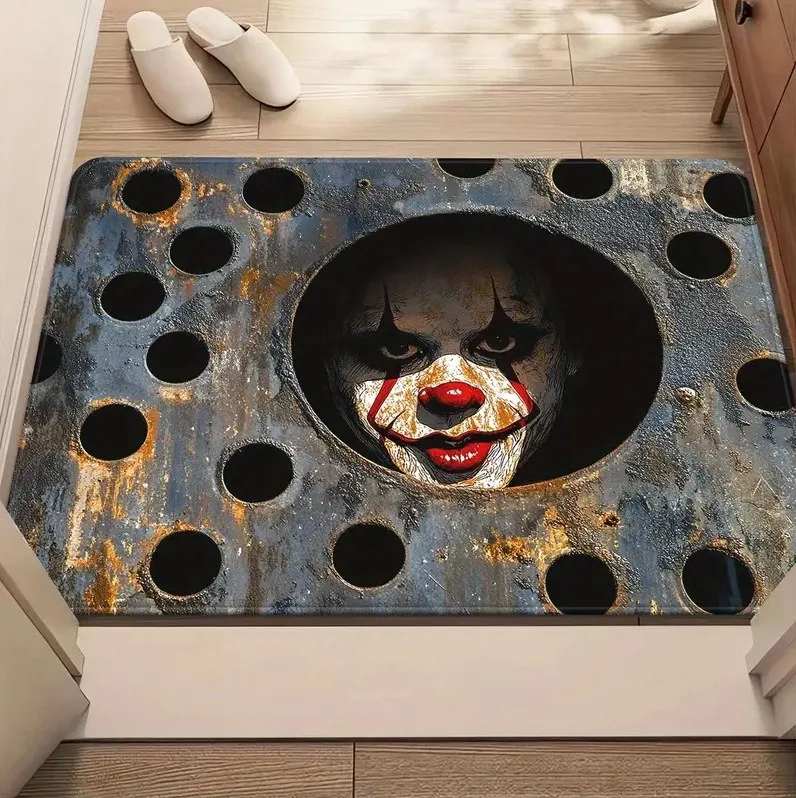 Halloween Clown Printed Kitchen Carpet Living Room Dining Room Laundry Floor Mat Bath Balcony Hallway Non-slip Door Mat