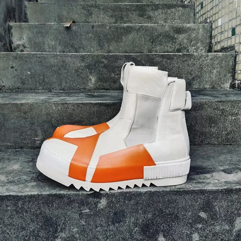 Original Design Maßgeschneiderte handgemachte Retro Nappaleder Frist Yard Leder bbs Goodyear High Top Luxus Hip Hop Plateaustiefel