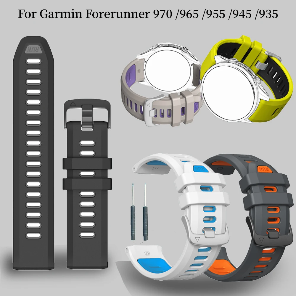 Smart Watch Strap 22 mm Silikon-Uhrenarmband für Garmin Forerrunner 970 Forerrunner 955 965 935 945 Herren-Sportuhrenarmband Image