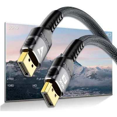 16K DP 2.1 8K@120Hz 4K@240Hz 32Gbps HDR Video Audio Displayport Kabel Display Port für Laptop TV Xbox Projektor Gaming Monitor