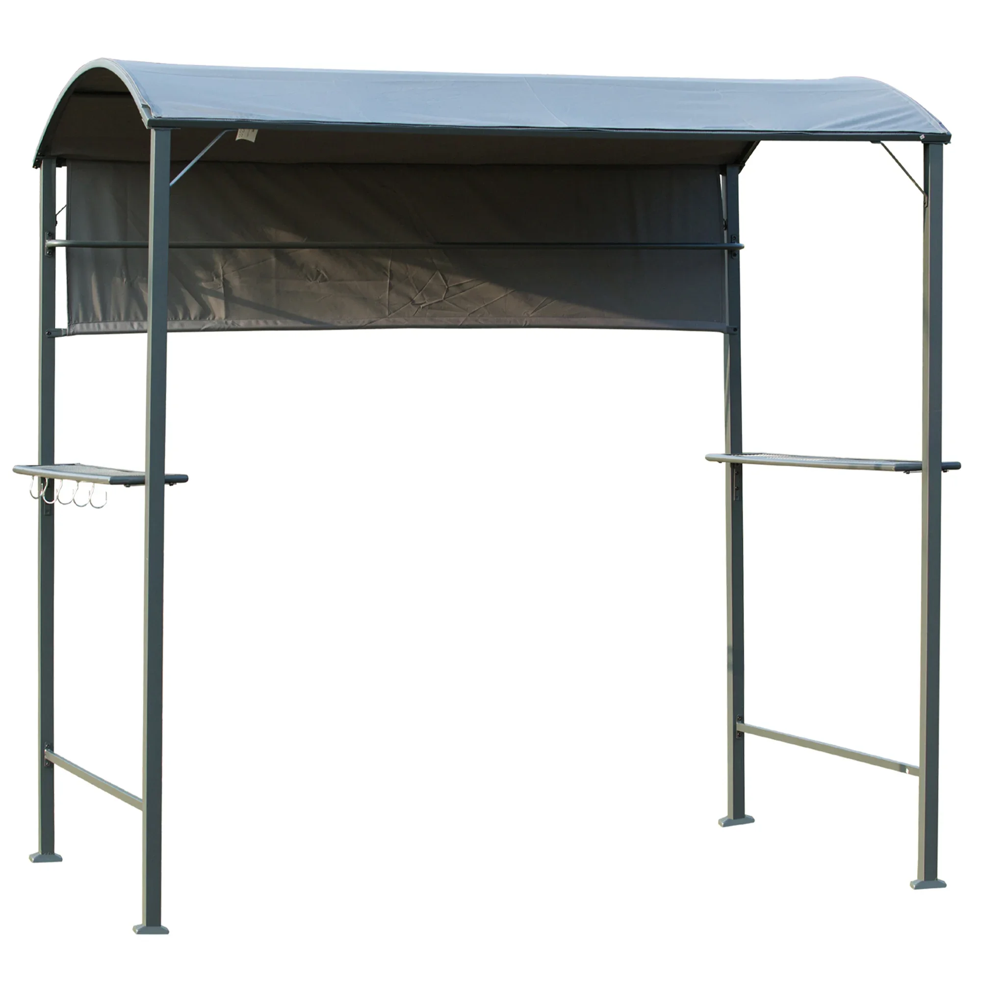 Grillpavillon mit flammhemmendem Dach, 2 Regale, Polyester, Schwarz, 218 x 138 x 216 cm, ideal für Garten und Terrasse Image