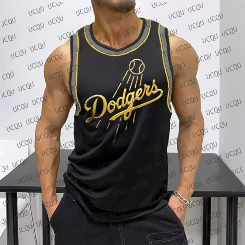 New Arrival Mens Dodgers LA Black 3D Print Sleeveless Vest MenWomen Cool Top Motorcycle Breathable Quick Dry Rugby Training Vest