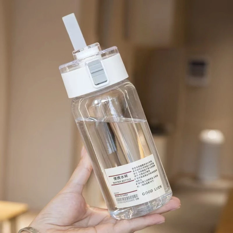 Tragbare Kunststoff-Wasserflasche für Sport und Fitness, große Kapazität, transparenter Becher mit Teefach, Anti-Drop-Wasserflasche für den Außenbereich Image