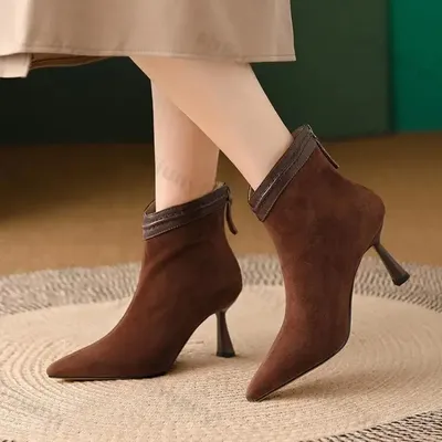 2025, Winter Neue Marke Frauen Kurze Stiefel Mode Spitzen Damen Elegante Stiefeletten Thin High Heel Kleid Pumpen Zapatos De Mujer