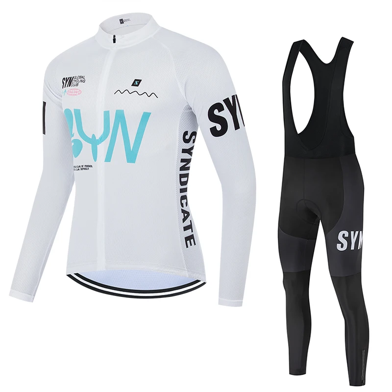 SYN Tuta da ciclismo set lungo autunno e inverno tuta da ciclismo da bici da strada da uomo maglia da ciclismo camicia da ciclismo con bavaglino giacca da ciclismo