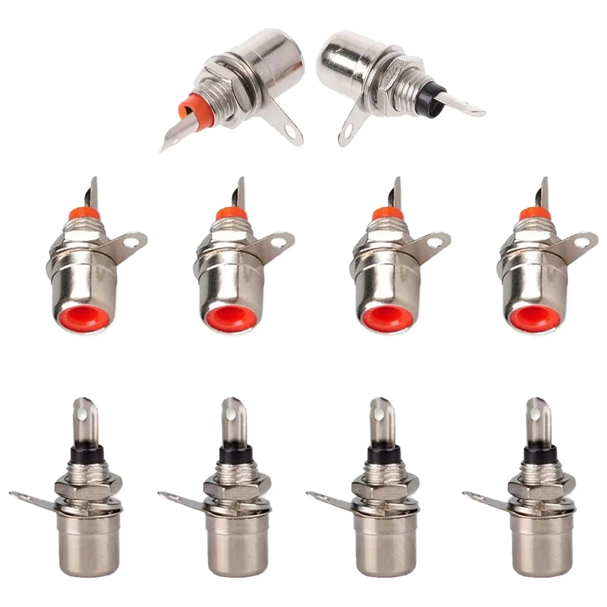 10 Stück Cinch-Buchsen-Lotus-Buchsen-Adapter – Chassis-Panel-Montage | High-Fidelity-Audioanschluss für Verstärker, Mixer und professionelle Audioausrüstung Image