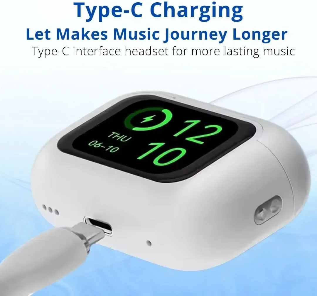 UYUXIO Echtzeit-AI-Übersetzung-Ohrhörer mit LCD-Bildschirm, Übersetzungskopfhörer mit 144 Sprachen, ANC ENC-Kopfhörer-Ohrhörer Image