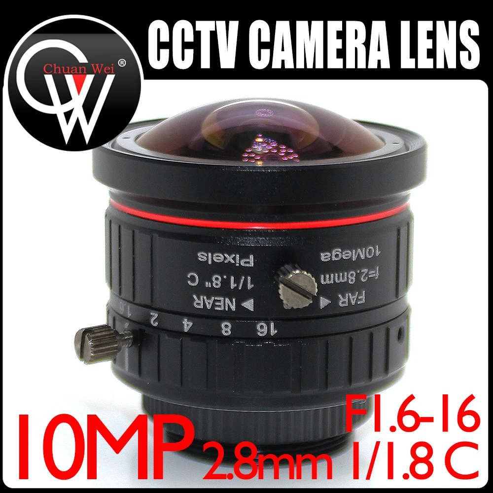 10mp 2.8mm obiettivo 1/1.8 "C Mount lens IR F1.6-16 obiettivo industriale Iris manuale per IP CCTV CCD Camera BOX fotocamera USB