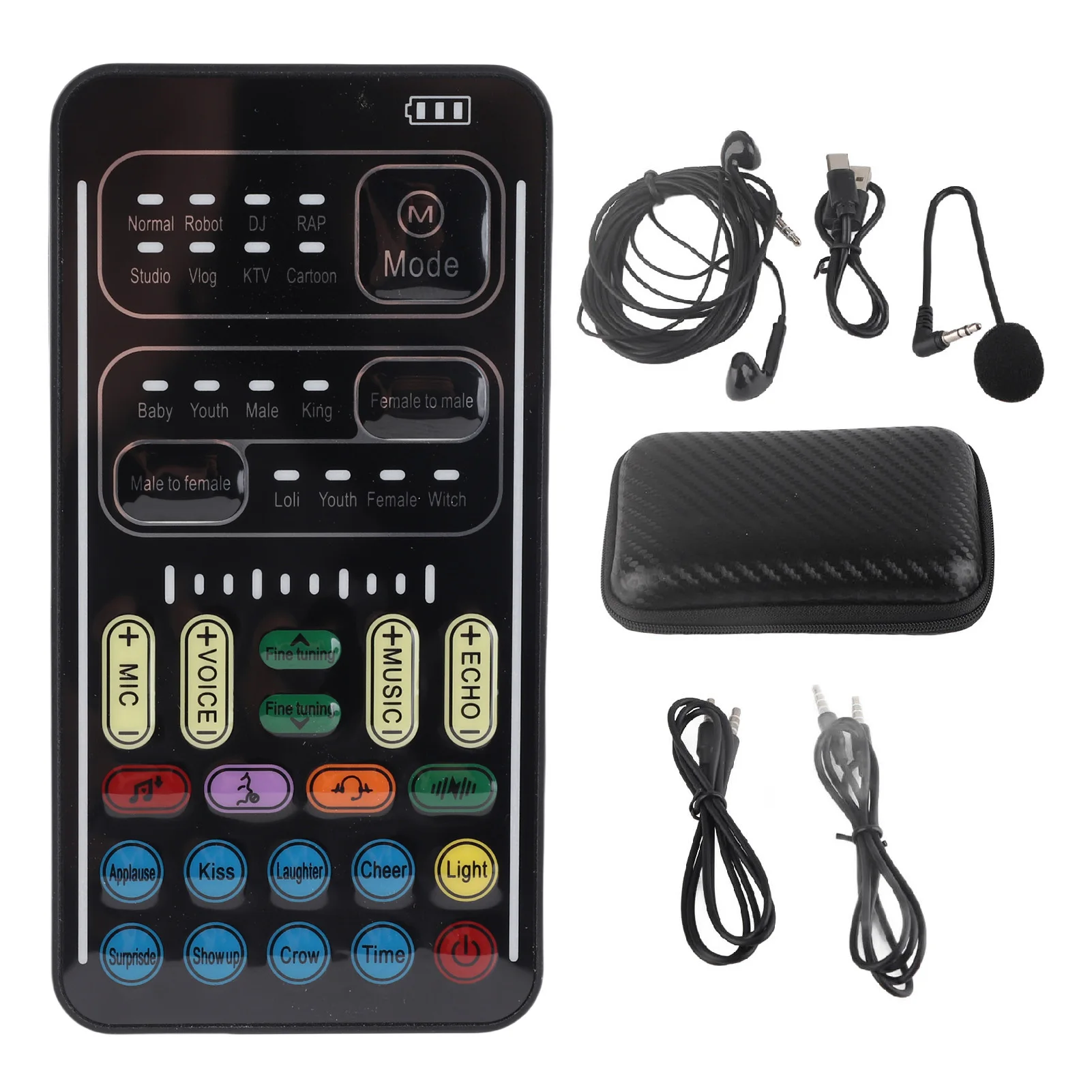 Portable I9 Voice Changer Set Multifunction Voice Changer Recording Mini Sound Card for Game Anchor Recording Computer