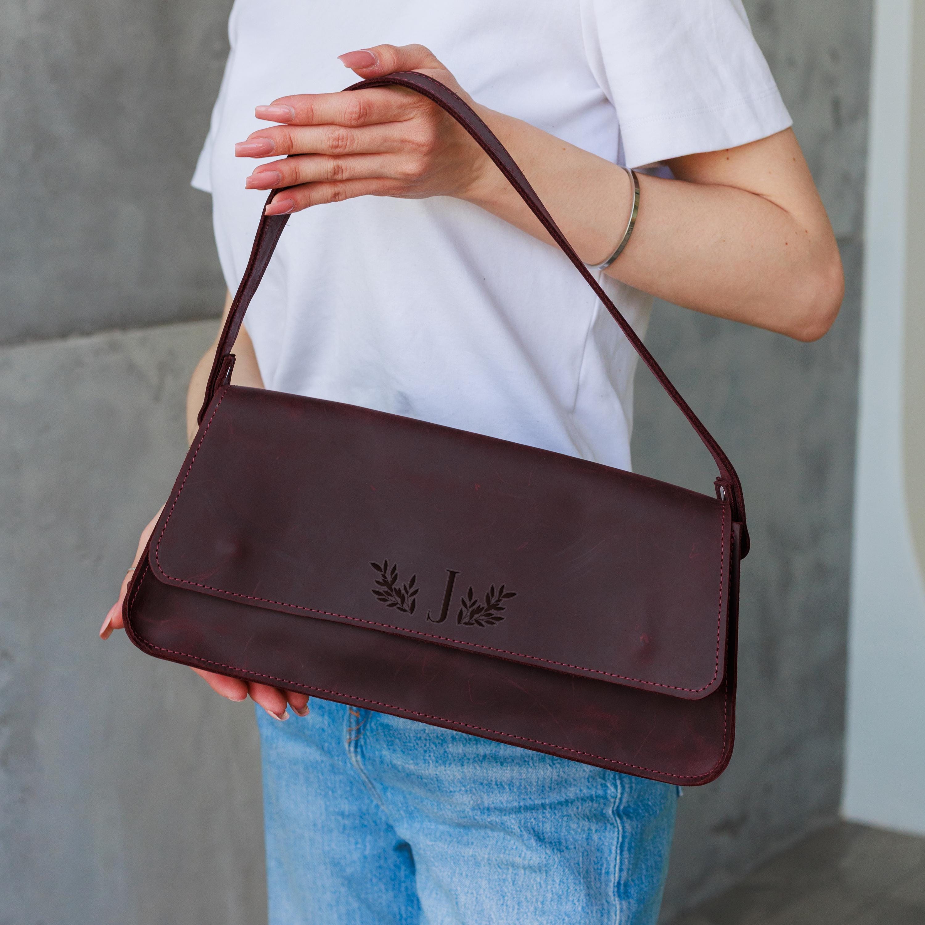 Borsa a tracolla in pelle da donna, borsa in pelle elegante, borsa a tracolla stile baguette, borsa a tracolla in pelle minimalista, borsa a mano alla