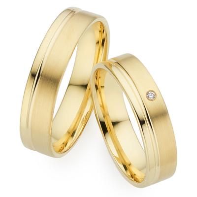 Trauring PHÖNIX "Schmuck, Partnerring, Ehering, Verlobungsring, Freundschaftsring" Gr. 56, gold (gelbgoldfarben), Fingerringe, 56, ohne Brillant, Silber 925 (Sterlingsilber), 5mm, Made in Germany - wahlweise mit oder ohne Brillant Image