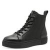 Winterboots TAMARIS, Damen, Gr. 36, schwarz, Leder, Textil, unifarben, casual, Schuhe, Plateau, Schnürboots, Stiefelette, T-Logoaufnäher an der Schuhzunge