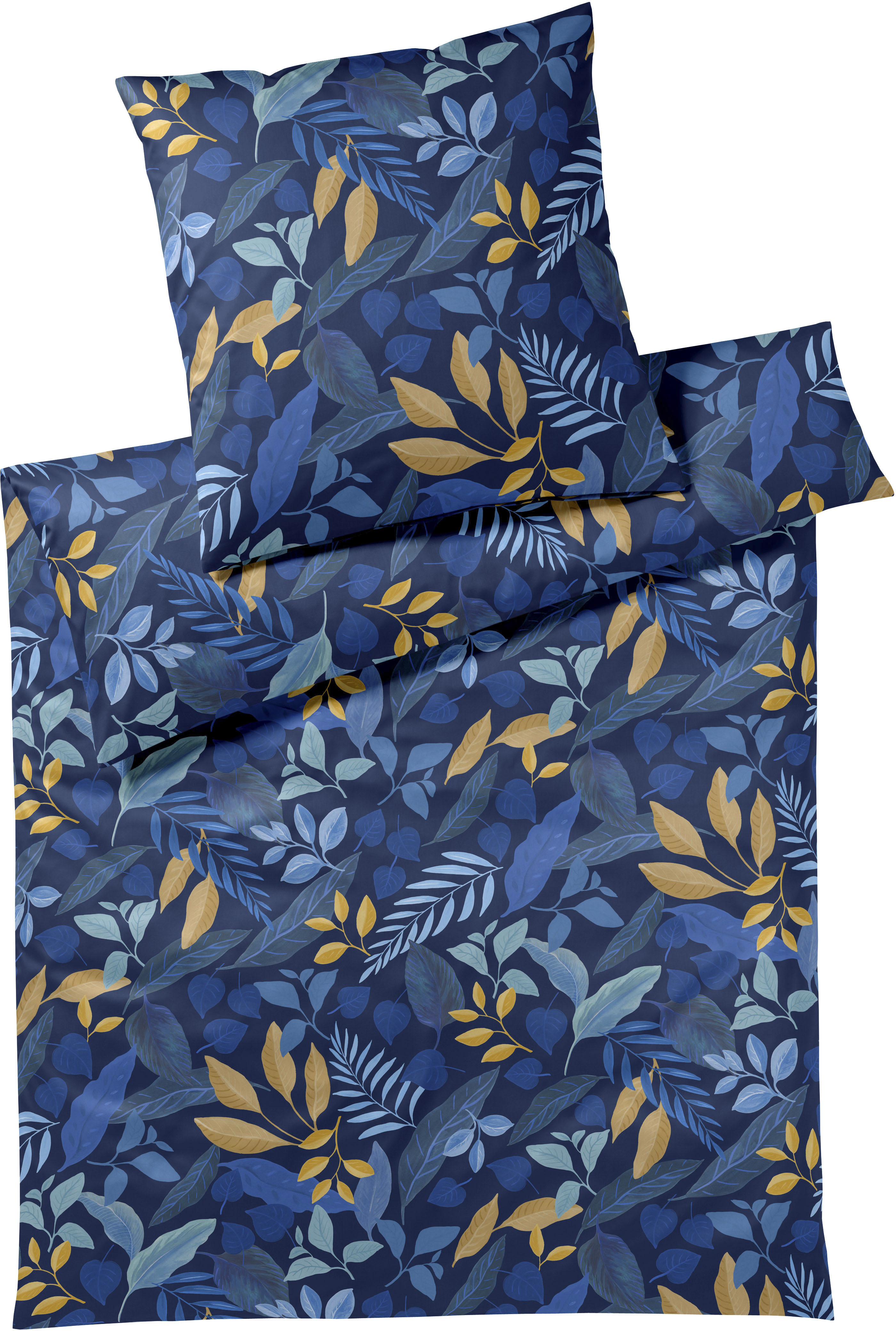 Bettwäsche ELEGANTE "Phantasy", blau (nachtblau camel), B/L: 135 x 200, 1, 1, Mako-Satin, B/L: 80 x 80, 2, Mako-Satin, Obermaterial: 100% Baumwolle, Bettwäsche, angenehmes Hautgefühl Image