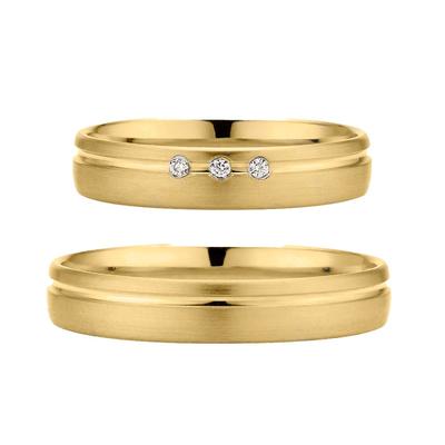 Trauring PHÖNIX "Schmuck, Partnerring, Ehering, Verlobungsring, Freundschaftsring" Gr. 52, gold (gelbgoldfarben), Fingerringe, 52, 0,03 ct SI = kleine Einschlüsse mit Brillant, Silber 925 (Sterlingsilber), 4mm, Made in Germany - wahlweise mit oder... Image