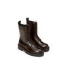 Schnürstiefelette MARC O'POLO "PHIA", Damen, Gr. 39, braun (dunkelbraun), Glattleder, unifarben, modisch, Schuhe, Schnürboots, Blockabsatz, mit Anziehlasche