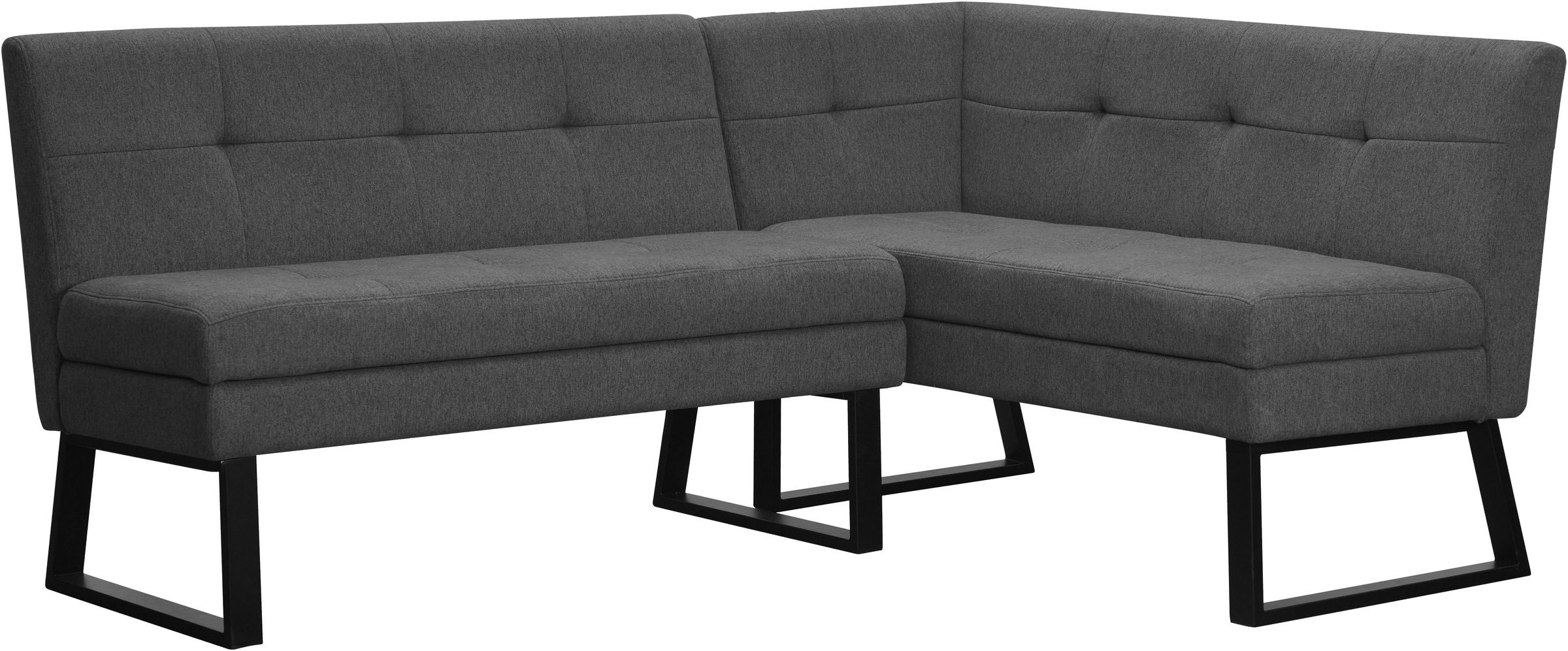 Eckbank OTTO HOME "Geranie, Sitzbank, Essbank, pflegeleichter Strukturstoff", grau (anthrazit, schwarz), B:184cm H:80,5cm T:61,5cm, Polyester, Sitzbänke, Eckbank inkl. Stauraum, Pulverbeschichtetes Metallgestell
