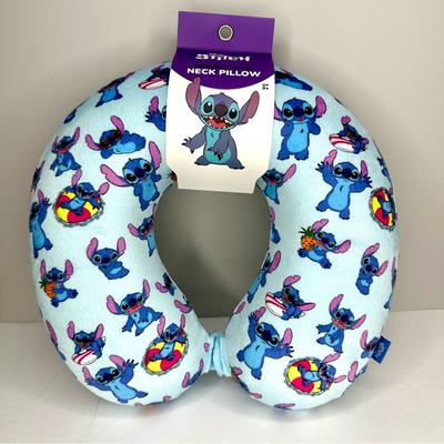 Disney Other | Disney Stitch Neck Pillow Memory Foam Travel Pillow | Color: Blue/Purple | Size: Os