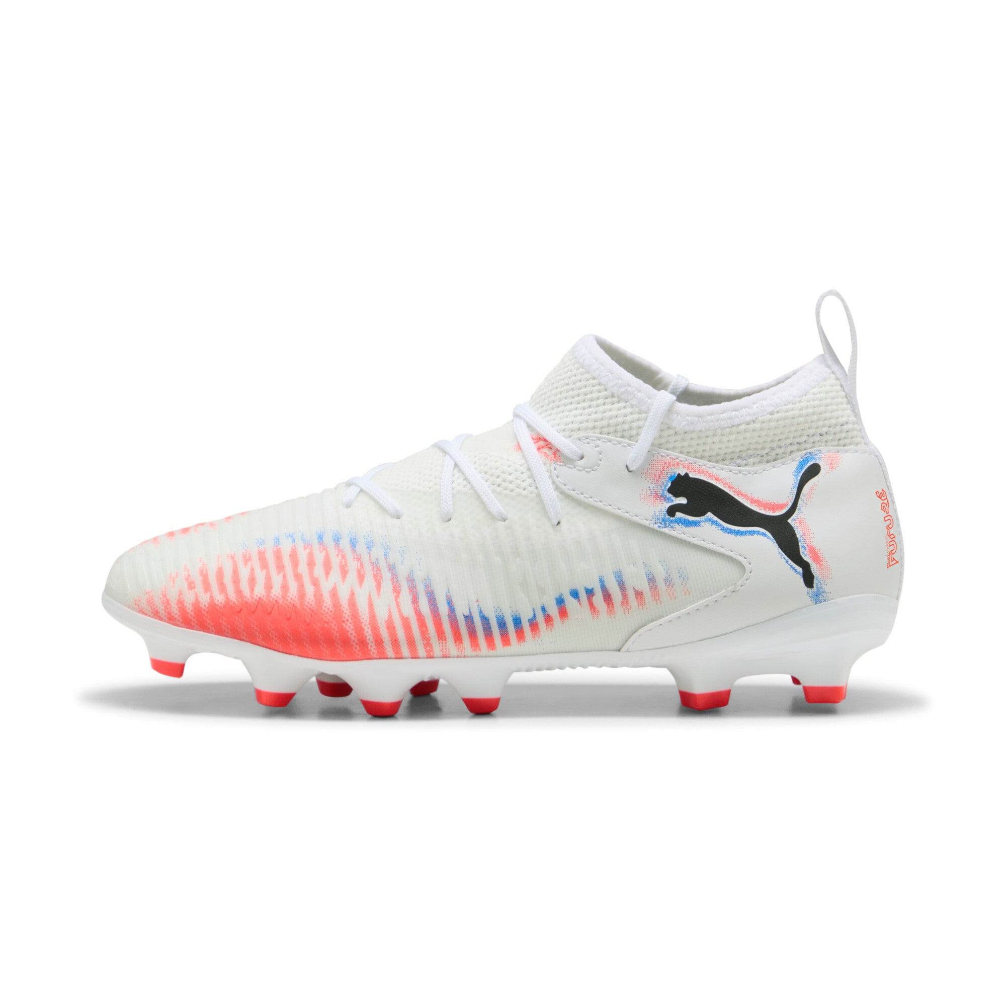 Fußballschuh PUMA "FUTURE 8 MATCH FG/AG JR", Gr. 38,5, puma weiß, puma schwarz, glowing rot, Synthetik, Sportlich, Schuhe, für Rasenplätze Image