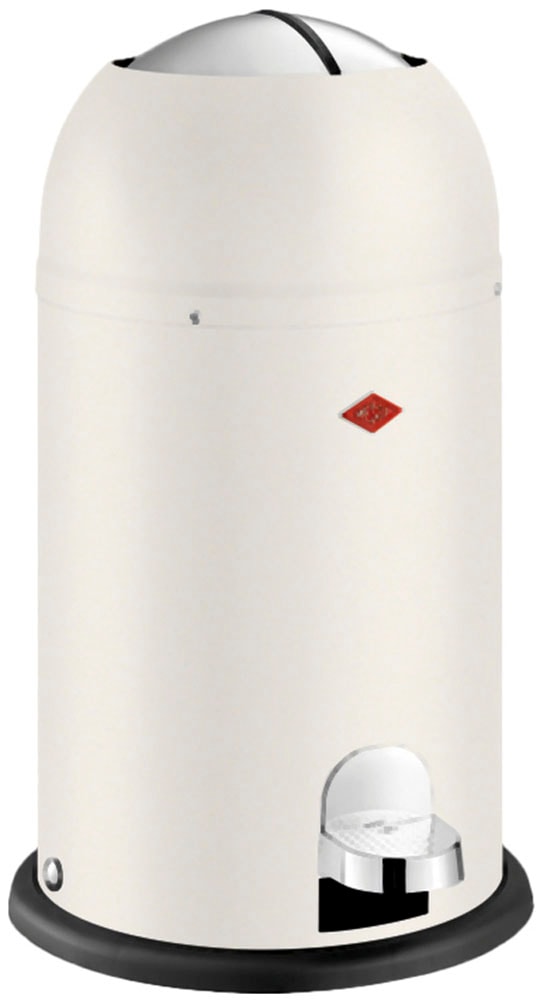 Mülleimer WESCO "Kickmaster Junior Abfallsammler mit Dämpfer", sand matt, B:30cm H:51cm T:30cm Ø:30cm, Kunststoff, Metall, Stahlblech, Mülleimer, Mülleimer, mit Kunststoffeinsatz, Klappe, Fußtritt und Bodenring