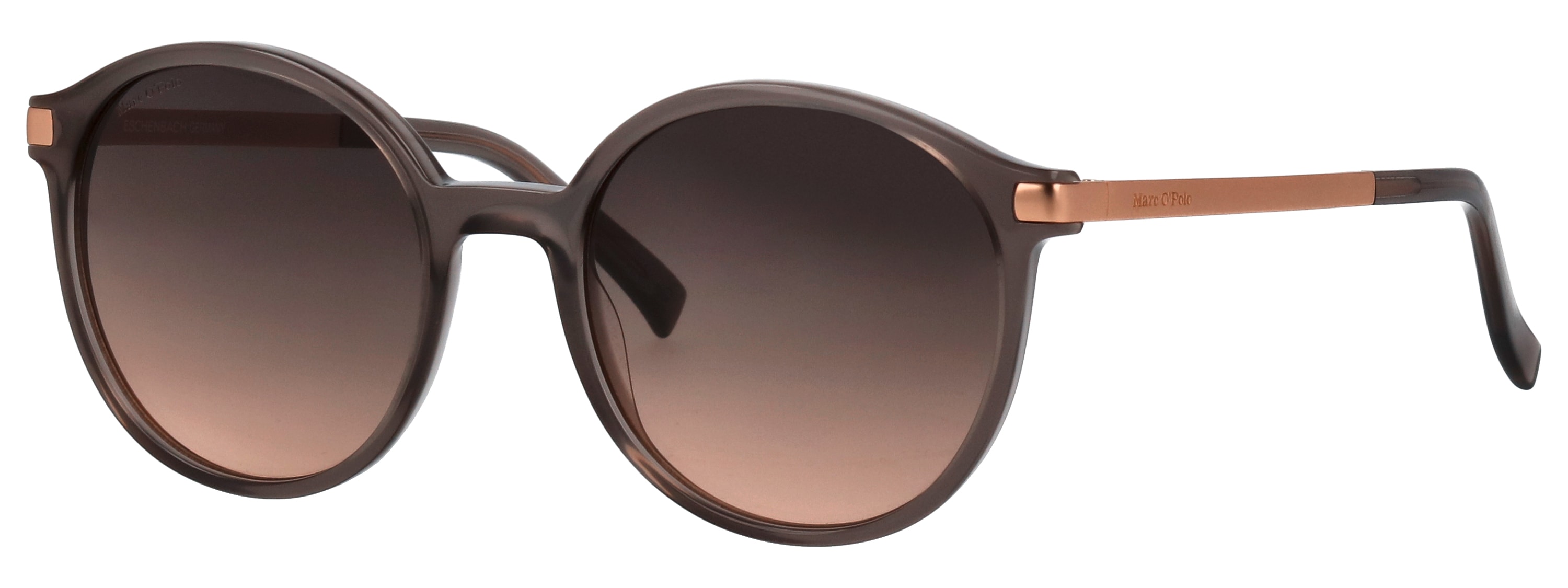 Sonnenbrille MARC O'POLO "506215", Damen, braun (milky graubraun), Sonnenbrillen, Form Rund, Logoschriftzug auf Bügel und Glas, Polyamid UV 400 Image