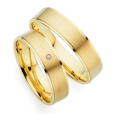 Trauring PHÖNIX "Schmuck, Partnerring, Ehering, Verlobungsring, Freundschaftsring" Gr. 62, gold (gelbgoldfarben), Fingerringe, 62, ohne Brillant, Silber 925 (Sterlingsilber), 5mm, Made in Germany - wahlweise mit oder ohne Brillant Image