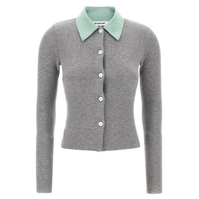 Merino Wool' Cardigan - Gray - Self-Portrait Knitwear