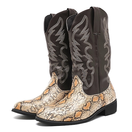 Per uomo Stivali Stivali da Cowboy Retrò Scarpe in Pelle di Serpente Scarpe per rettili Camminata Vintage Casual All'aperto Quotidiano Pelle PU Confortevole Antiscivolo Traspirante Stivali a Met