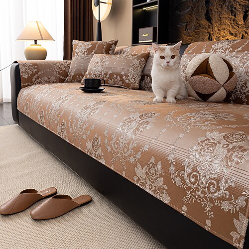 Fodera per cuscino del divano in jacquard nordico, fodera per divano antiscivolo di lusso per tutte le stagioni, elegante protezione per divano con fodera per schienale