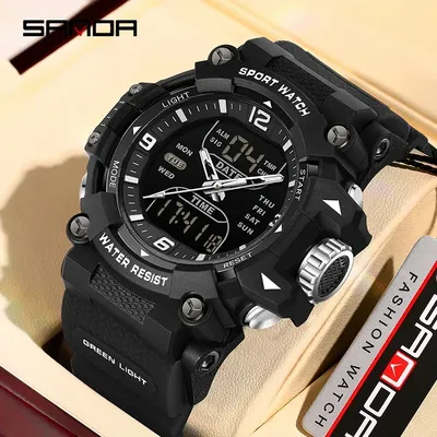 SANDA LED Digitaluhr Dual Display Herrenuhren Wasserdichte Sportuhr Militär Mann Alarm Stoppuhr Quarz Armbanduhr Männlich