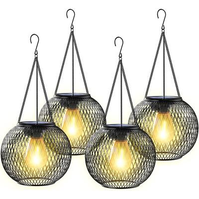 Halloween Outdoor Decorations, Solar Pumpkin Lights for Porch, Yard Garden, Fall Orange LED Hanging Lanterns, Light Up Illuminated Pumpkins, Cute Solar Powered Decor for Outside