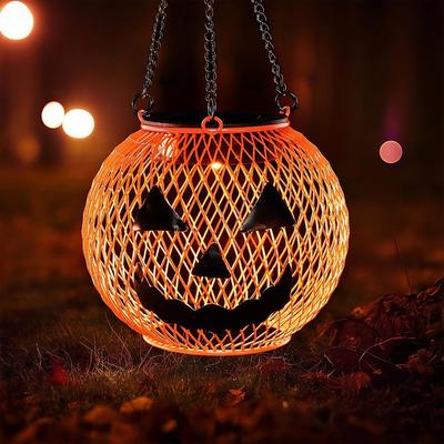 Halloween Outdoor Decorations, Solar Pumpkin Lights for Porch, Yard Garden, Fall Orange LED Hanging Lanterns, Light Up Illuminated Pumpkins, Cute Solar Powered Decor for Outside