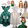 Agnes Enid Weiß Grün Kleid Mittelalter Vintage Cool Wed Girl Frauen Cosplay Kostüme Perücke Schuhe Lolita Kleid Kawaii Party Halloween